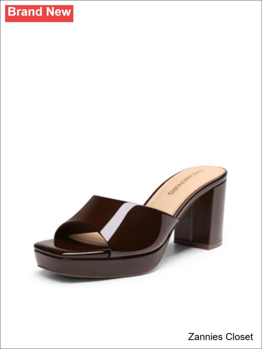 ✨ DREAM PAIRS Women's Platform Block Heel Mule Sandals Faux Leather Slip On
